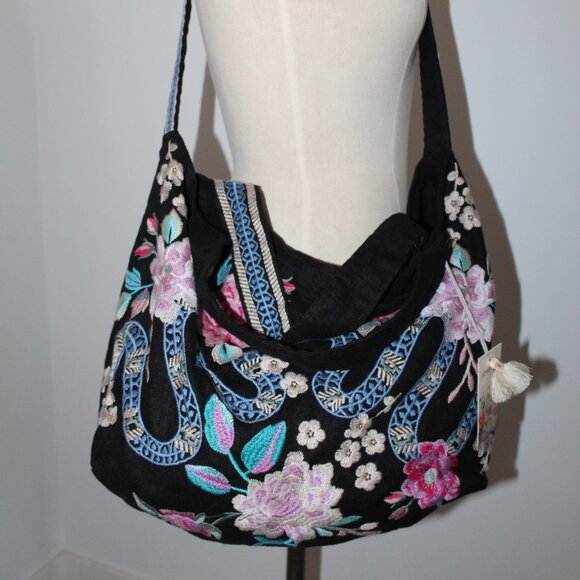 NWT Johnny Was Biya JWLA 3J Workshop Linen Edie Tote Embroidered Shoulder Bag - Picture 2 of 7